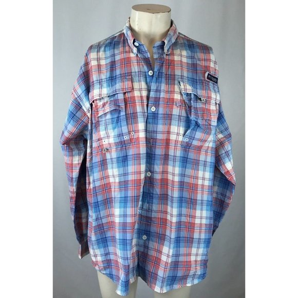 Columbia - Men's XL - Multicolor Plaid Long Sleeve Super Bahama Button Shirt - Picture 1 of 5